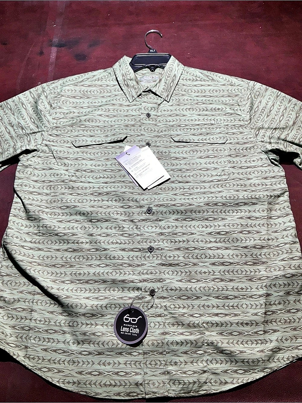 Ariat AriatTEK Men's Geometric Button Down Green & Brown Medium NWT